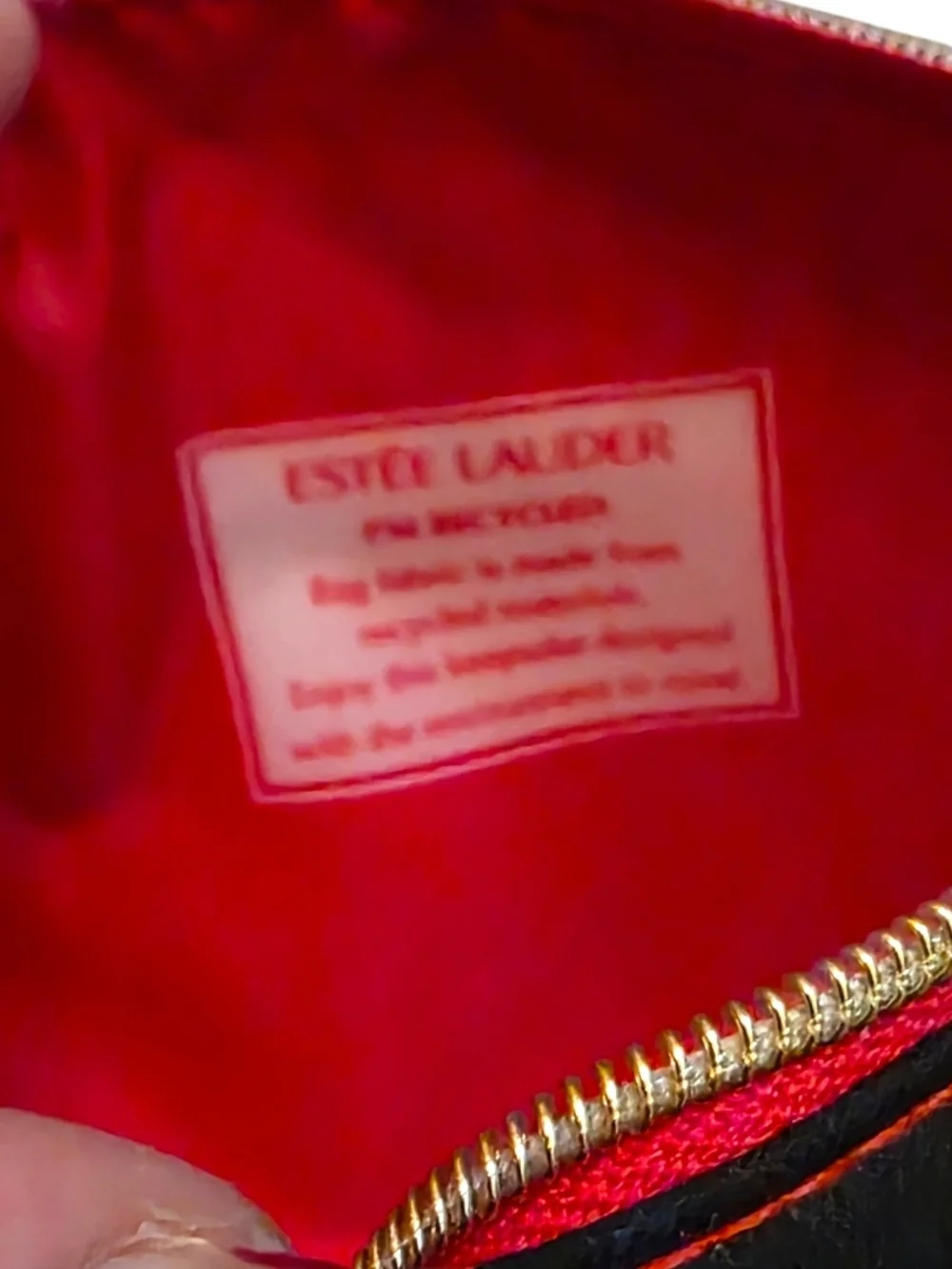 Estee Lauder Plaid Preppy Lined Cosmetic Pouch with Gold Zipper Trim